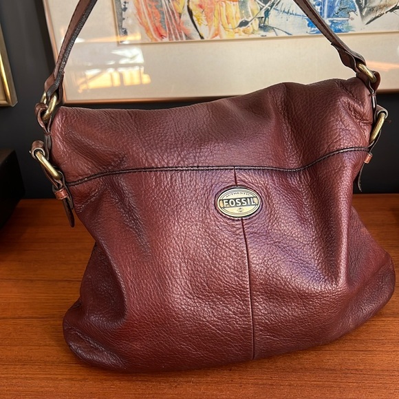 FOSSIL Fold over Crossbody/Shoulder bag preloved Vintage Leather - Picture 1 of 16